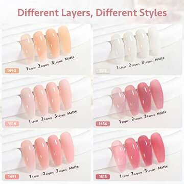 GAOY Milky White x Jelly Nude Gel Nail Polish Set, 6 Transparent Colors Sheer Pink Orange Soak Off U...