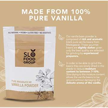 Slofoodgroup - Madagascar Vanilla Bean Powder - [ .5 oz.] - Made from Premium Whole Ground Grade A Vanilla Beans from Madagascar - For Cooking, Baking, and Ice Cream Desserts