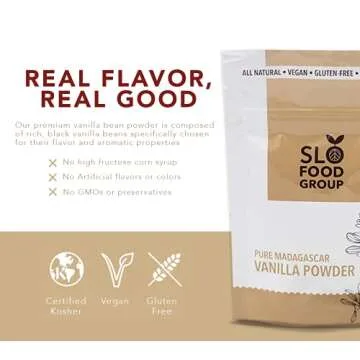 Slofoodgroup - Madagascar Vanilla Bean Powder - [ .5 oz.] - Made from Premium Whole Ground Grade A Vanilla Beans from Madagascar - For Cooking, Baking, and Ice Cream Desserts