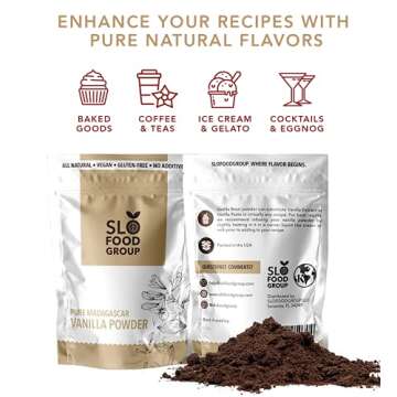 Slofoodgroup - Madagascar Vanilla Bean Powder - [ .5 oz.] - Made from Premium Whole Ground Grade A Vanilla Beans from Madagascar - For Cooking, Baking, and Ice Cream Desserts