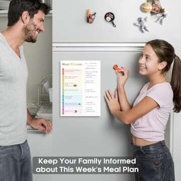 Magnetic Meal Planner and Grocery List for Fridge, 52 Undated Sheets Meal Planning Pad with Tear Off Shopping List, Simplify Your Weekly Menu and Reduce Food Waste with the Meal Planner Notebook -