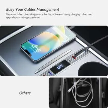 MOWLICAS Tesla USB Hub with Retractable Cables - 2021-2025