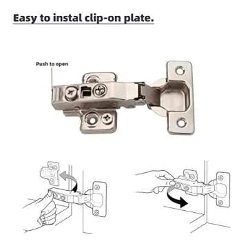 DecoBasics Full Overlay European Soft Close Cabinet Hinges for Kitchen Cabinets (20 Pcs) -105° Frameless Concealed Cabinet Door Hinge -3 Way Adjustability & Clip on Plate for Easy Installation