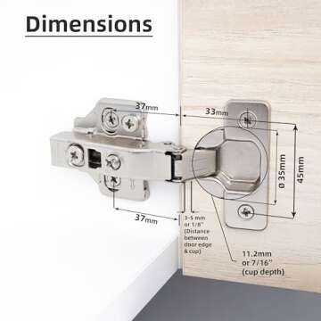 DecoBasics Full Overlay European Soft Close Cabinet Hinges for Kitchen Cabinets (20 Pcs) -105° Frameless Concealed Cabinet Door Hinge -3 Way Adjustability & Clip on Plate for Easy Installation