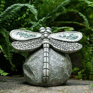 Rezpuao Solar Dragonfly Garden Statue for Outdoor Decoration