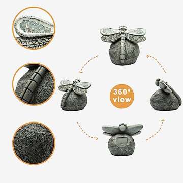 Rezpuao Solar Dragonfly Garden Statue for Outdoor Decoration