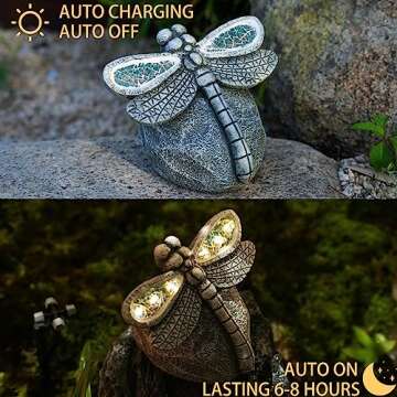 Rezpuao Solar Dragonfly Garden Statue for Outdoor Decoration
