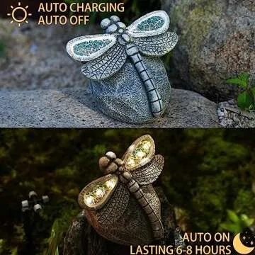 Rezpuao Solar Dragonfly Garden Statue for Outdoor Decoration