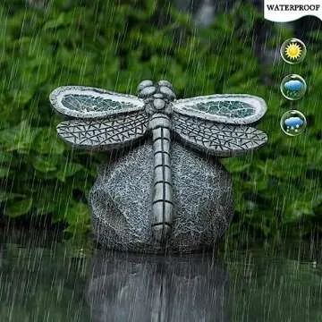 Rezpuao Solar Dragonfly Garden Statue for Outdoor Decoration