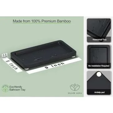 Elegant YELLOW LOTUS Black Bathroom Tray - Versatile Organizer