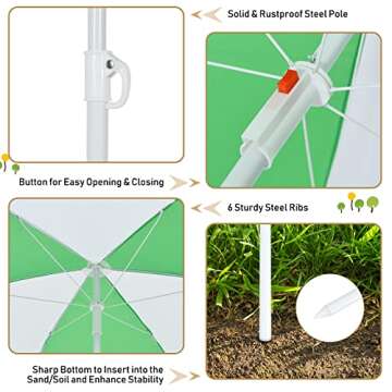 Costzon Kids Picnic Table, 3 in 1 Sand & Water Table w/Height Adjustable Umbrella, Removable Tabletop, Children Outdoor Toy Playset w/2 Play Boxes, Wooden Convertible Activity Play Table