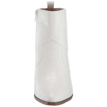 The Drop Women's Sia Pointed Toe Western Ankle Boot in White - Stylish Comfort for Every Occasion