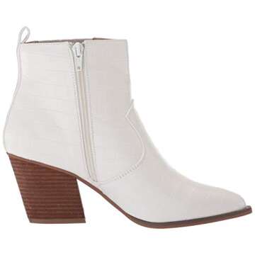 The Drop Women's Sia Pointed Toe Western Ankle Boot - White