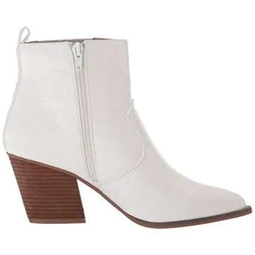 The Drop Women's Sia Pointed Toe Western Ankle Boot - White