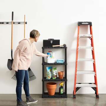 Gracious Living 4-Shelf Storage Shelving – Lightweight, Durable, Black