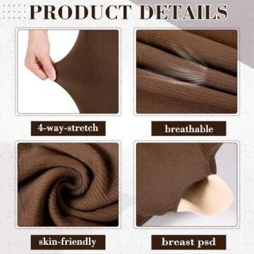 Floraltop 4 Pcs Women's Workout Sets Pilates Exercise Outfit Ribbed Scoop Neck Sports Bra Shorts Leggings Gym Clothes Set (Coffee,Large)