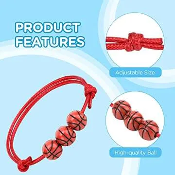 20 Pcs Basketball Party Favors Basketball Charm Bracelets Birthday Party Christmas Holiday Gifts Basketball Wristbands Adjustable Sport Ball Bracelet for Adults Team Basketball Party Decorations