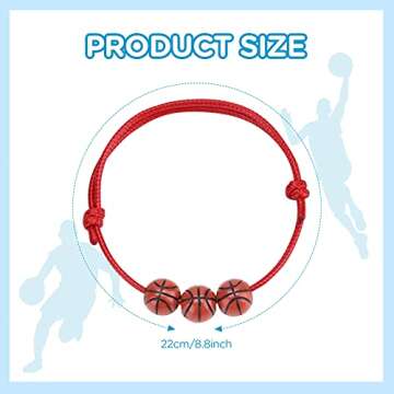 20 Pcs Basketball Party Favors Basketball Charm Bracelets Birthday Party Christmas Holiday Gifts Basketball Wristbands Adjustable Sport Ball Bracelet for Adults Team Basketball Party Decorations