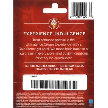 Cold Stone Creamery Gift Card $25