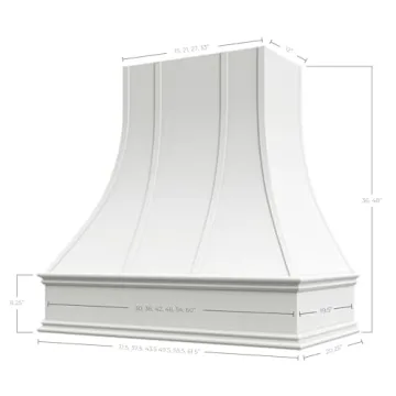 Riley & Higgs White Curved Range Hood Cover for Kitchen
