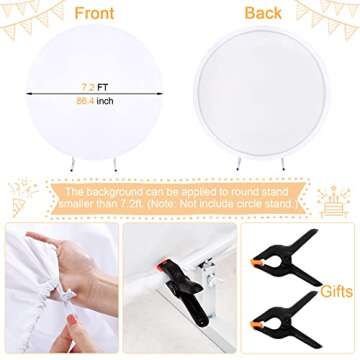 White Round Backdrop Cover 7.2x7.2ft White Arch Backdrop Cover Circle Birthday Photo Photography Background for Party Baby Shower Wedding Decorations