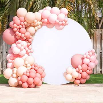 White Round Backdrop Cover 7.2x7.2ft White Arch Backdrop Cover Circle Birthday Photo Photography Background for Party Baby Shower Wedding Decorations