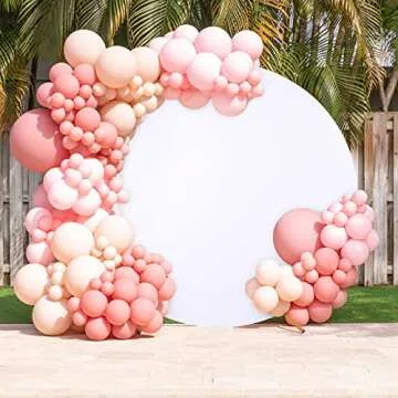 White Round Backdrop Cover 7.2x7.2ft White Arch Backdrop Cover Circle Birthday Photo Photography Background for Party Baby Shower Wedding Decorations
