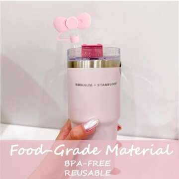 GAISHION 4 pcs Cute Bow Straw Covers Cap Toppers Tips Compatible with Stanley 40/30 oz Tumbler Cups,...