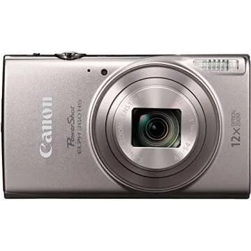 Canon Power-Shot ELPH 360 HS Digital Camera (Silver) (1078C001) + 64GB Card + Case + Card Reader + Flexible Tripod + Memory Wallet + Cap Keeper + Cleaning Kit (10 Items) (Renewed)