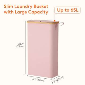 Lifewit 65L Slim Laundry Hamper with Lid & Handles