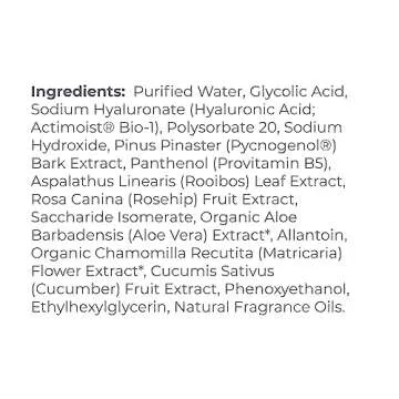 DERMA E Radiance Toner, Soothing Facial Toner with Glycolic Acid and Rooibos, 6 Oz, Daily Exfoliating Toner for Youthful & Radiant Glow, Nourishing & Hydrating Toner for Men and Women