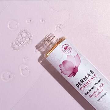 DERMA E Radiance Toner, Soothing Facial Toner with Glycolic Acid and Rooibos, 6 Oz, Daily Exfoliating Toner for Youthful & Radiant Glow, Nourishing & Hydrating Toner for Men and Women