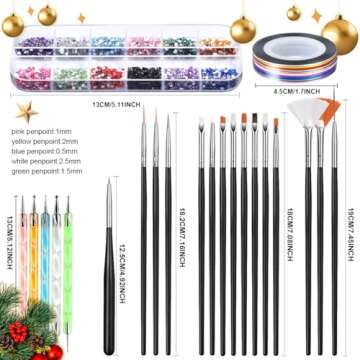 Teenitor Nail Art Kit Nail Art Tools, Nail Design Kit with Nail Art Brushes, Nail Tape Nail Gems Rhinestones, Nail Dotting Tools Nail Foil, Butterfly Nail Design Tools for Nail Art Supplies