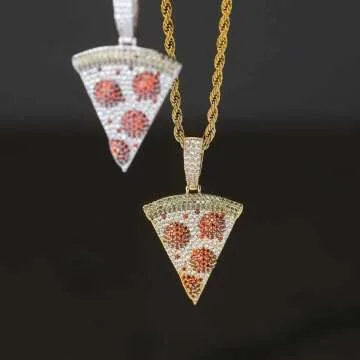 Iced Out Pizza Pendant Chain for Hip Hop Style