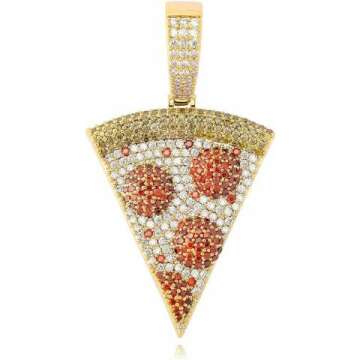 Iced Out Pizza Pendant Chain for Hip Hop Style