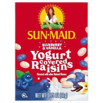 Sun-Maid Blueberry & Vanilla Yogurt Coated Raisins - (6 Pack) 1 oz Snack-Size Box - Yogurt Covered Dried Fruit Snack for Lunches and Snacks