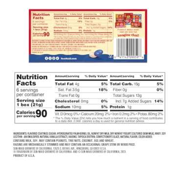 Sun-Maid Blueberry & Vanilla Yogurt Coated Raisins - (6 Pack) 1 oz Snack-Size Box - Yogurt Covered Dried Fruit Snack for Lunches and Snacks