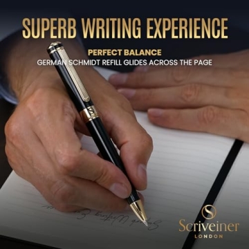 Scriveiner Black Lacquer Ballpoint Pen with Gold Finish