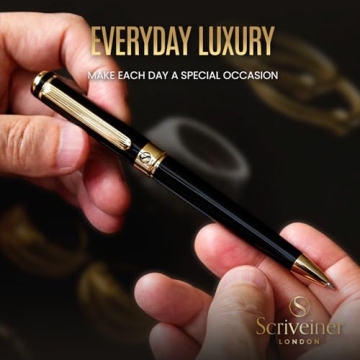 Scriveiner Black Lacquer Ballpoint Pen with Gold Finish