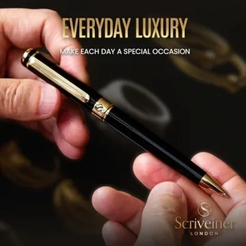 Scriveiner Black Lacquer Ballpoint Pen with Gold Finish