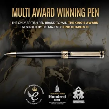 Scriveiner Black Lacquer Ballpoint Pen with Gold Finish