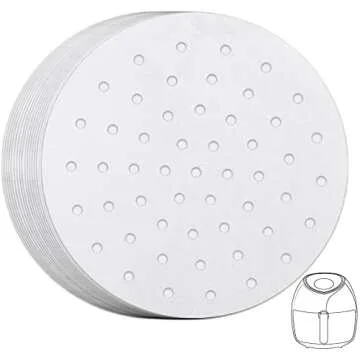 Air Fryer Parchment Paper, Set of 200, 7 inches Air Fryer Liner/Bamboo Steamer Paper/Perforated Parc...