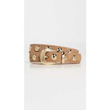 Madewell Women's Essentials Western Studded Belt - Elevate Your Style in Cumin Tan and Gold