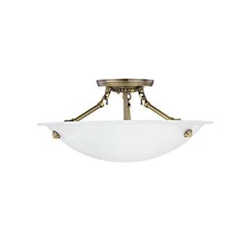 Livex Lighting 4273-01 Oasis 3-Light Ceiling Mount, Antique Brass