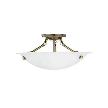 Livex Lighting 4273-01 Oasis 3-Light Ceiling Mount, Antique Brass