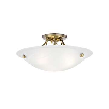 Livex Lighting 4273-01 Oasis 3-Light Ceiling Mount, Antique Brass