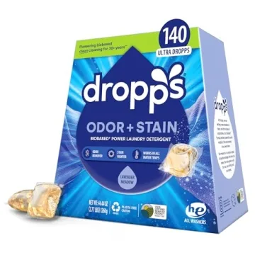 Dropps Odor & Stain Biobased Power Laundry Detergent Pods, Lavender Meadow - 140 Pods for Fresh & Cl...