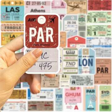 Boarding Pass Stickers Aircraft Ticket Stickers for Water Bottles Laptop Luggage Journaling, Glueewee Funny Travel Stickers Gifts for Adults Teens Waterproof Vinyl Decals(40PCS)