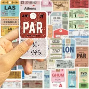 Boarding Pass Stickers Aircraft Ticket Stickers for Water Bottles Laptop Luggage Journaling, Glueewee Funny Travel Stickers Gifts for Adults Teens Waterproof Vinyl Decals(40PCS)