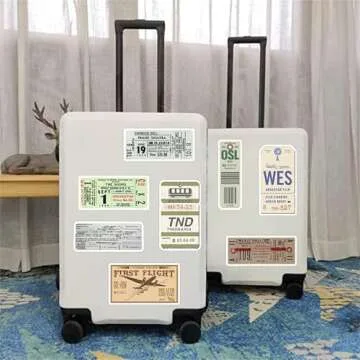 Boarding Pass Stickers Aircraft Ticket Stickers for Water Bottles Laptop Luggage Journaling, Glueewee Funny Travel Stickers Gifts for Adults Teens Waterproof Vinyl Decals(40PCS)